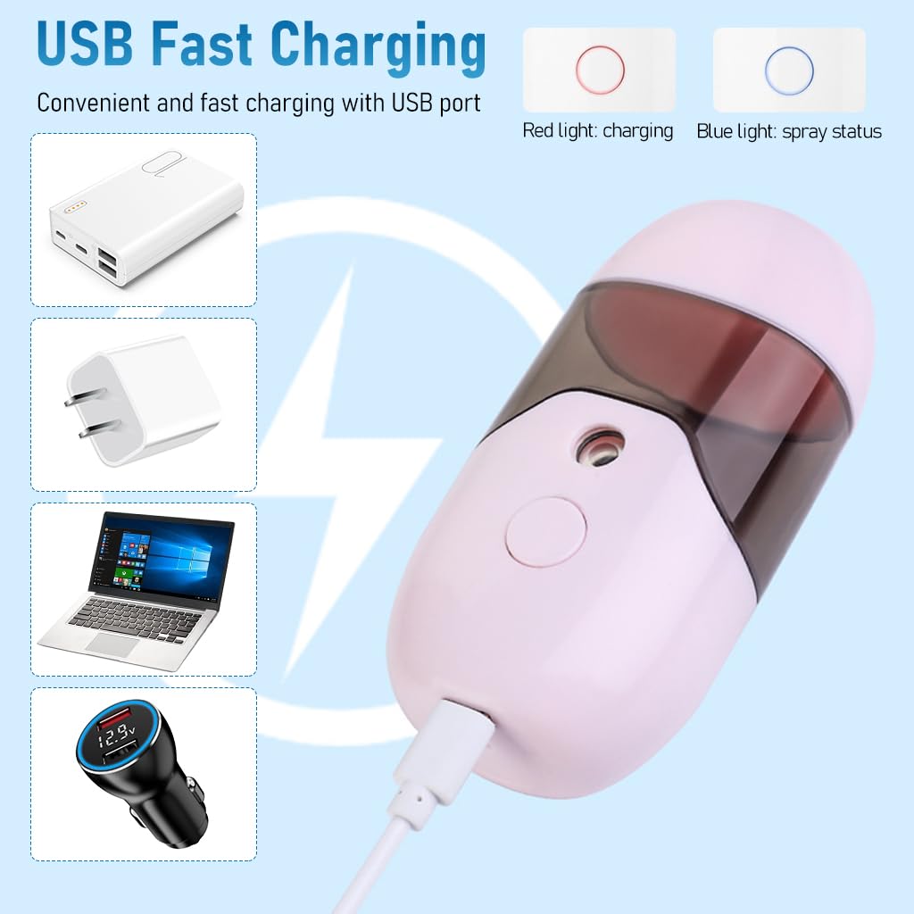 MAYCREATE Nano Facial Mist Sprayer, 50ml Mini Portable Nano Face Mist Spray Machine Mister, USB Rechargeable Beauty Skin Care Machine for Face Hydrating, Daily Makeup MAYCREATE Nano Facial Mist Sprayer, 50ml Mini Portable Nano Face Mist Spray Machine Mister, USB Rechargeable Beauty Skin Care Machine for Face Hydrating, Daily Makeup